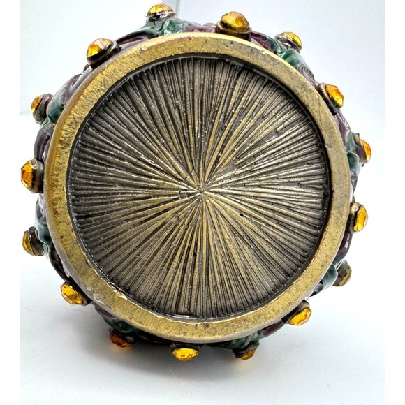 Frog Jeweled Trinket Box Burgundy Hinged Lid Yellow Gem Accents Magnetic - Picture 5 of 8